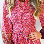 Floral & Geo Border Print Dress