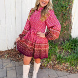 Floral & Geo Border Print Dress