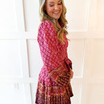 Floral & Geo Border Print Dress