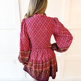 Floral & Geo Border Print Dress