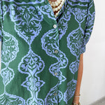 Floral Geo Print Midi Dress - Green
