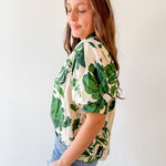 Floral High Neck Top - Olive