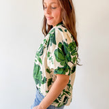 Floral High Neck Top - Olive