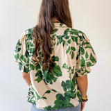 Floral High Neck Top - Olive
