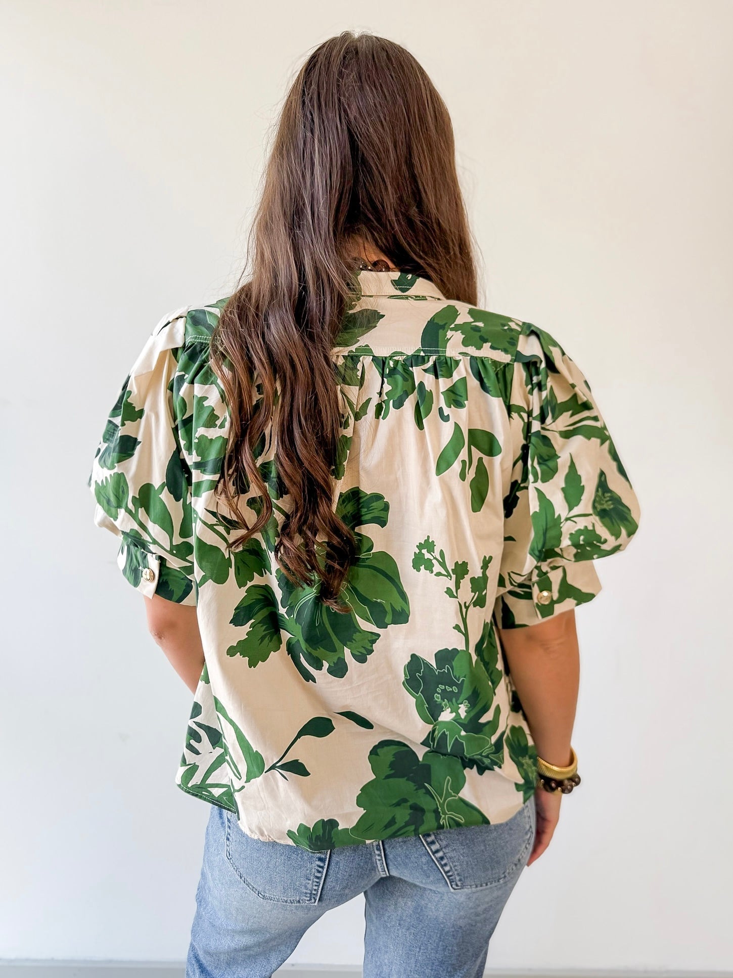 Floral High Neck Top - Olive