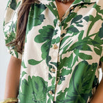 Floral High Neck Top - Olive