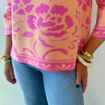 Floral Jacquard Knit Mock Neck