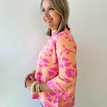 Floral Jacquard Knit Mock Neck