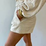 Floral Jacquard Pleated Shorts