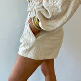 Floral Jacquard Pleated Shorts