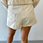 Floral Jacquard Pleated Shorts