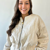 Floral Jacquard Zip Jacket