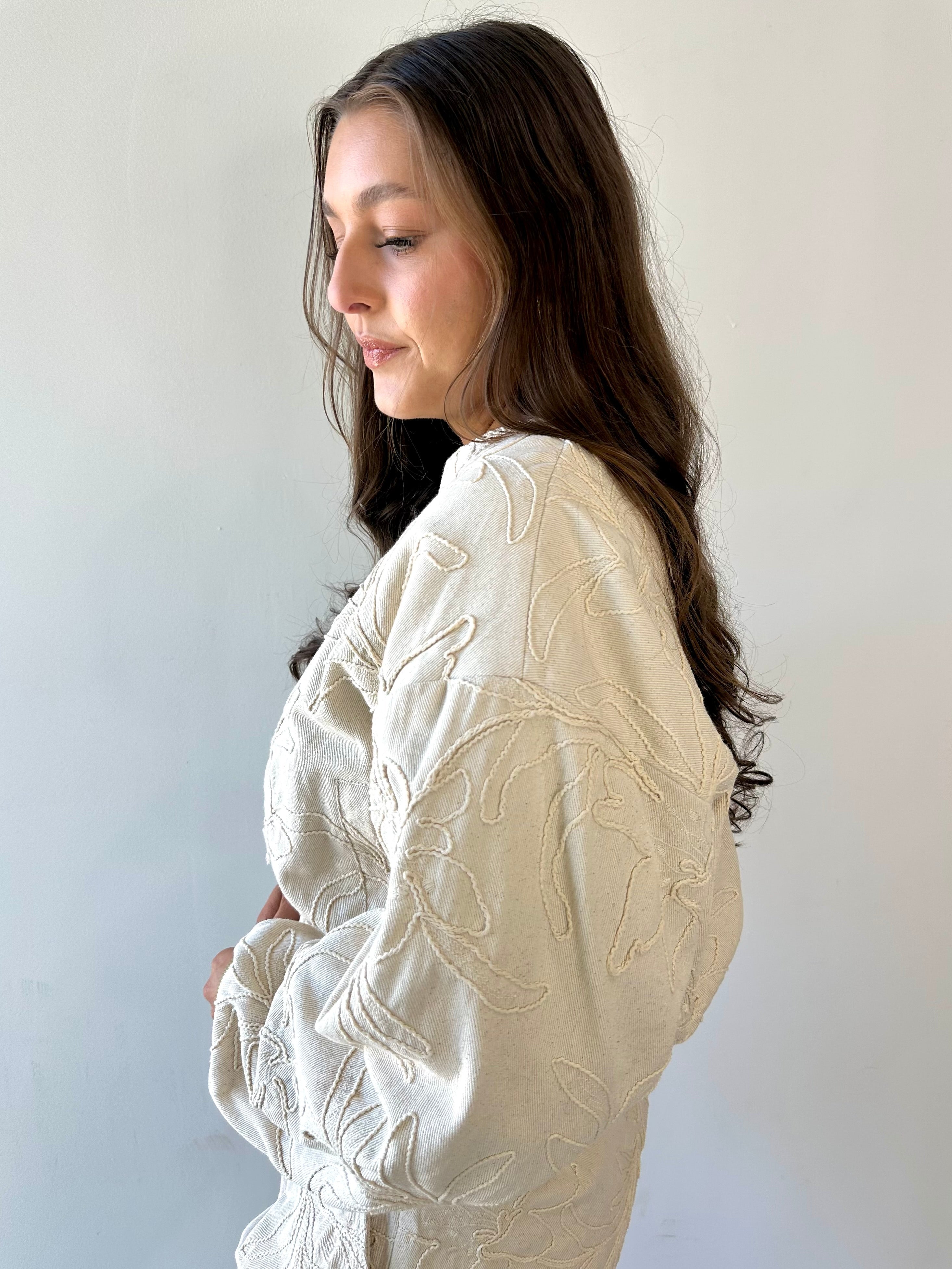 Floral Jacquard Zip Jacket