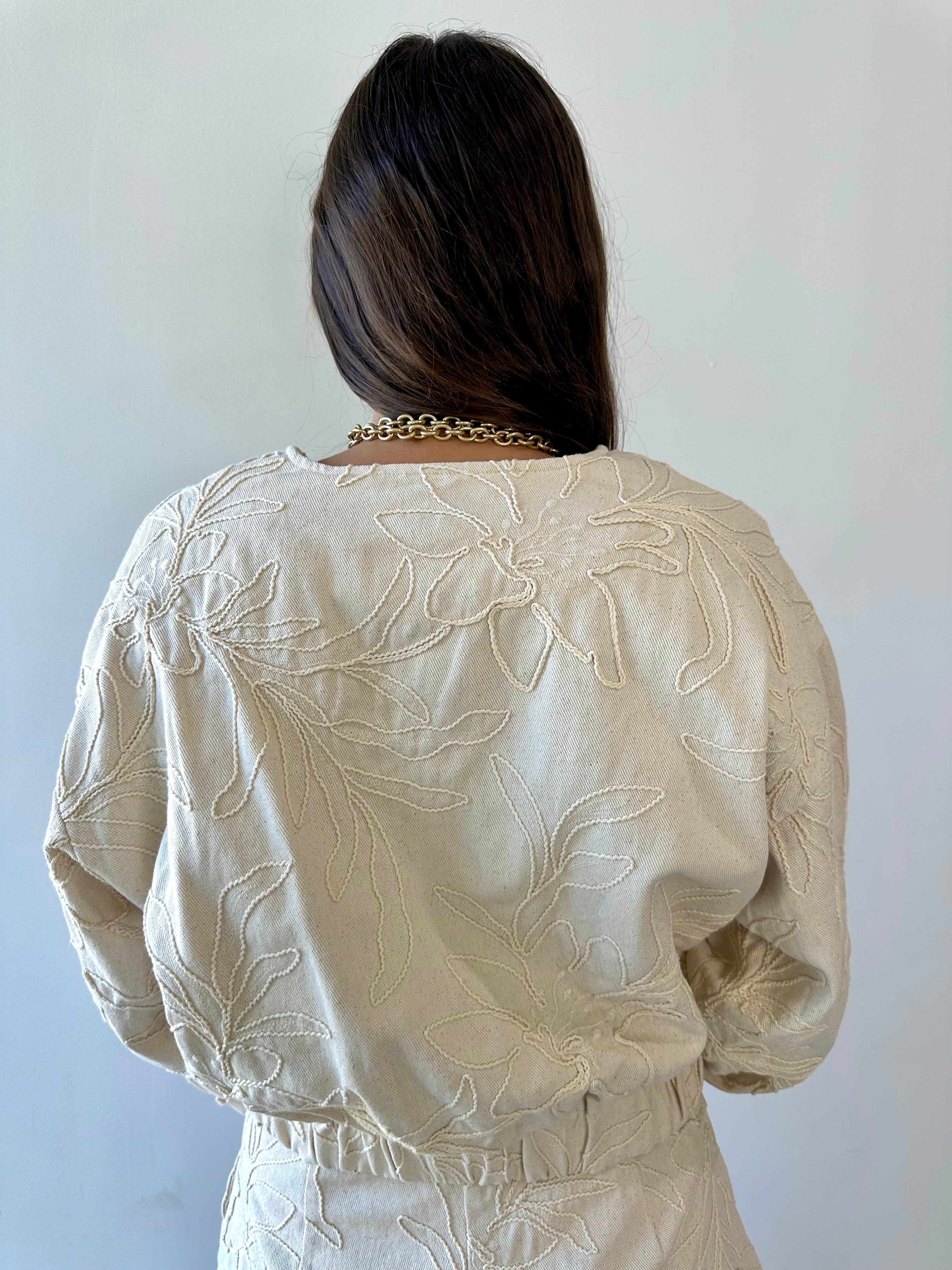 Floral Jacquard Zip Jacket