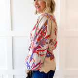 Floral & Leaf Motif Knit Sweater
