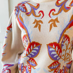 Floral & Leaf Motif Knit Sweater