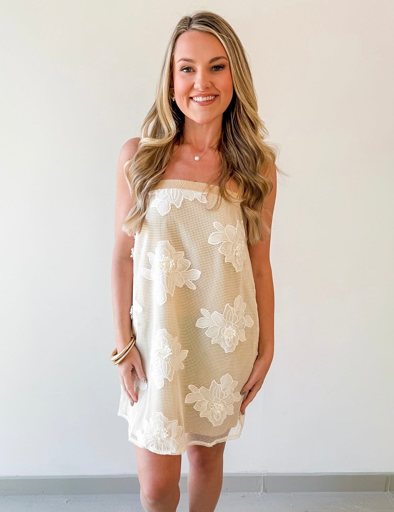 Floral Mesh Embroidered Dress