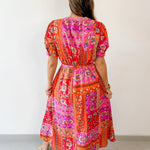 Floral Motif Belted Maxi Dress