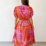 Floral Motif Belted Maxi Dress
