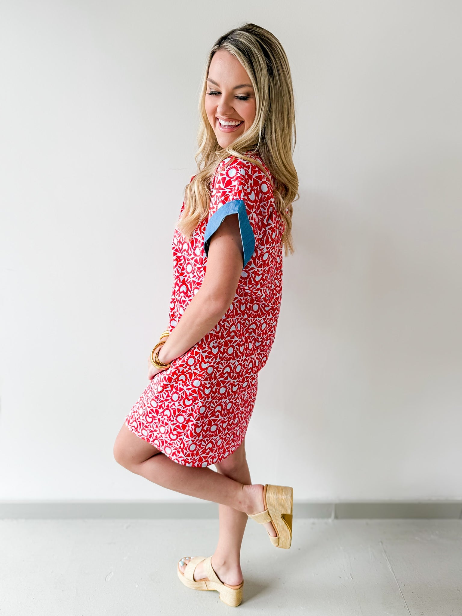 Floral Pattern Button Down Dress