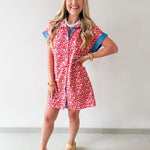 Floral Pattern Button Down Dress