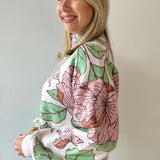 Floral Pattern Mock Neck Sweater