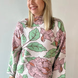 Floral Pattern Mock Neck Sweater