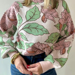 Floral Pattern Mock Neck Sweater