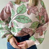 Floral Pattern Mock Neck Sweater