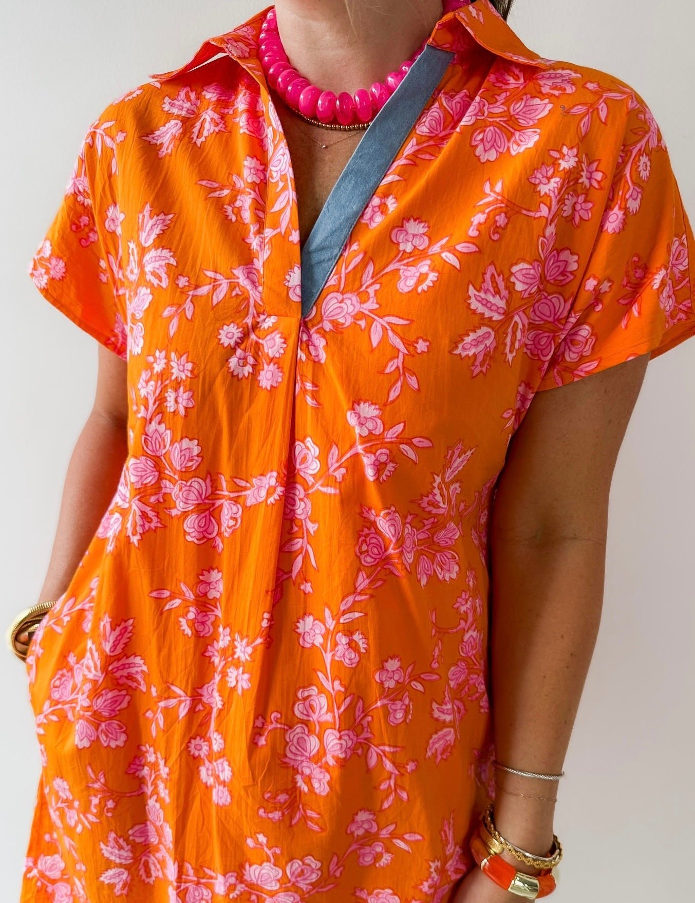 Floral Pattern V - neck Dress