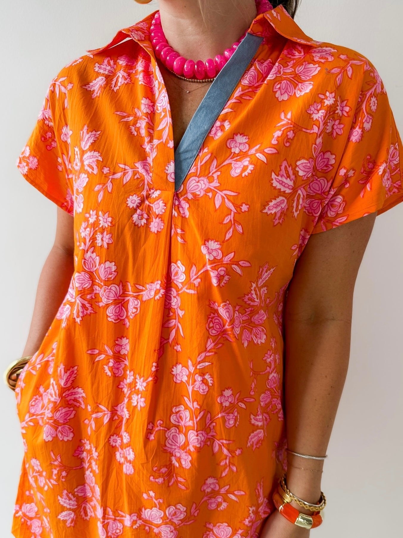 Floral Pattern V - neck Dress