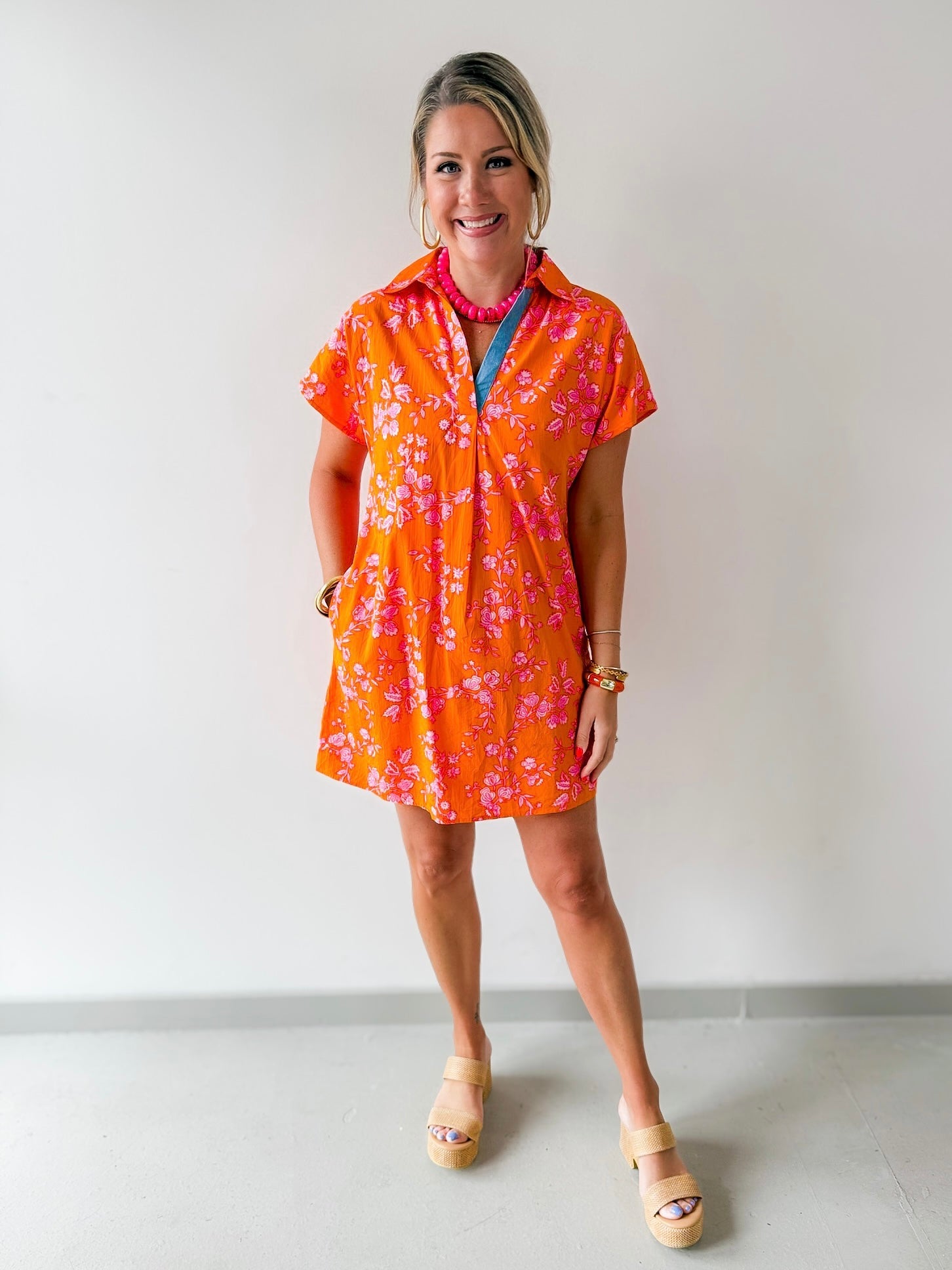 Floral Pattern V - neck Dress