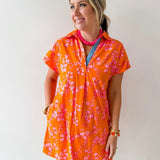Floral Pattern V - neck Dress