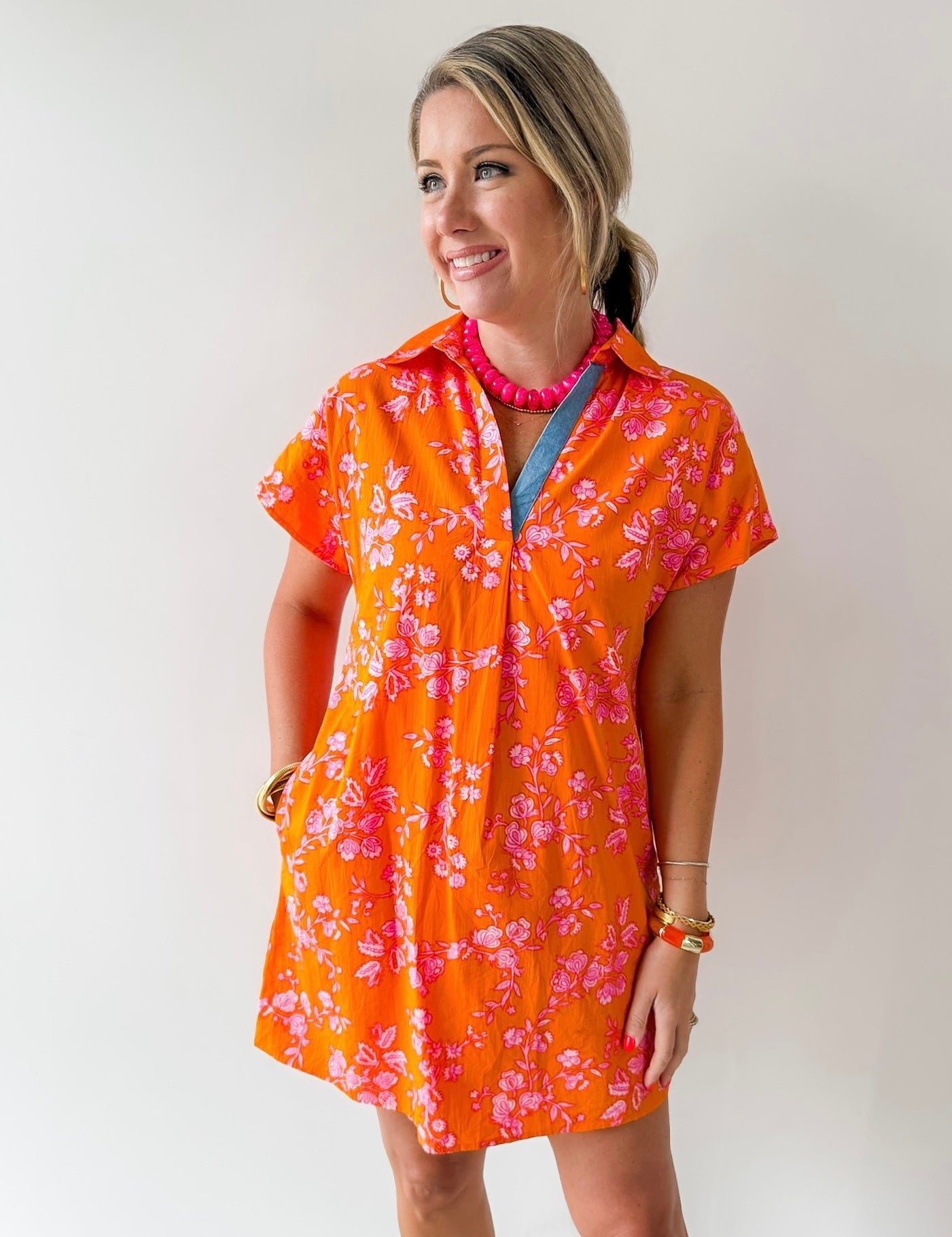Floral Pattern V - neck Dress