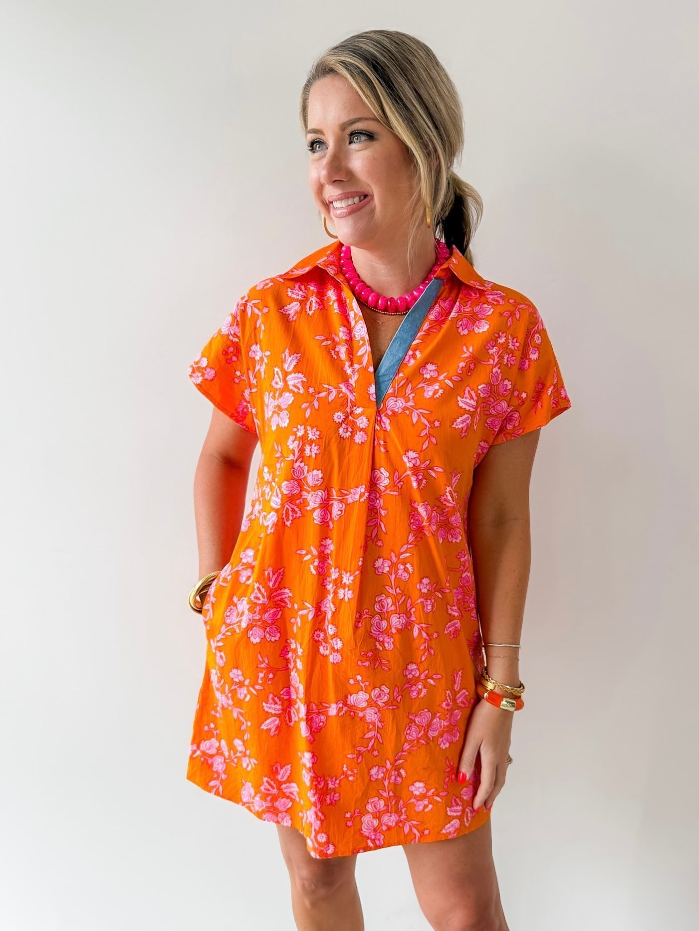 Floral Pattern V - neck Dress
