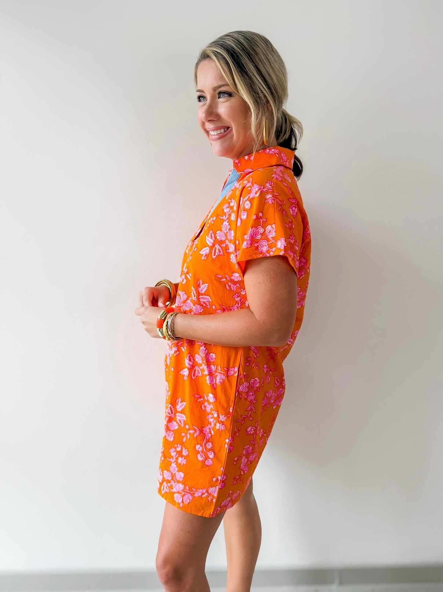 Floral Pattern V - neck Dress