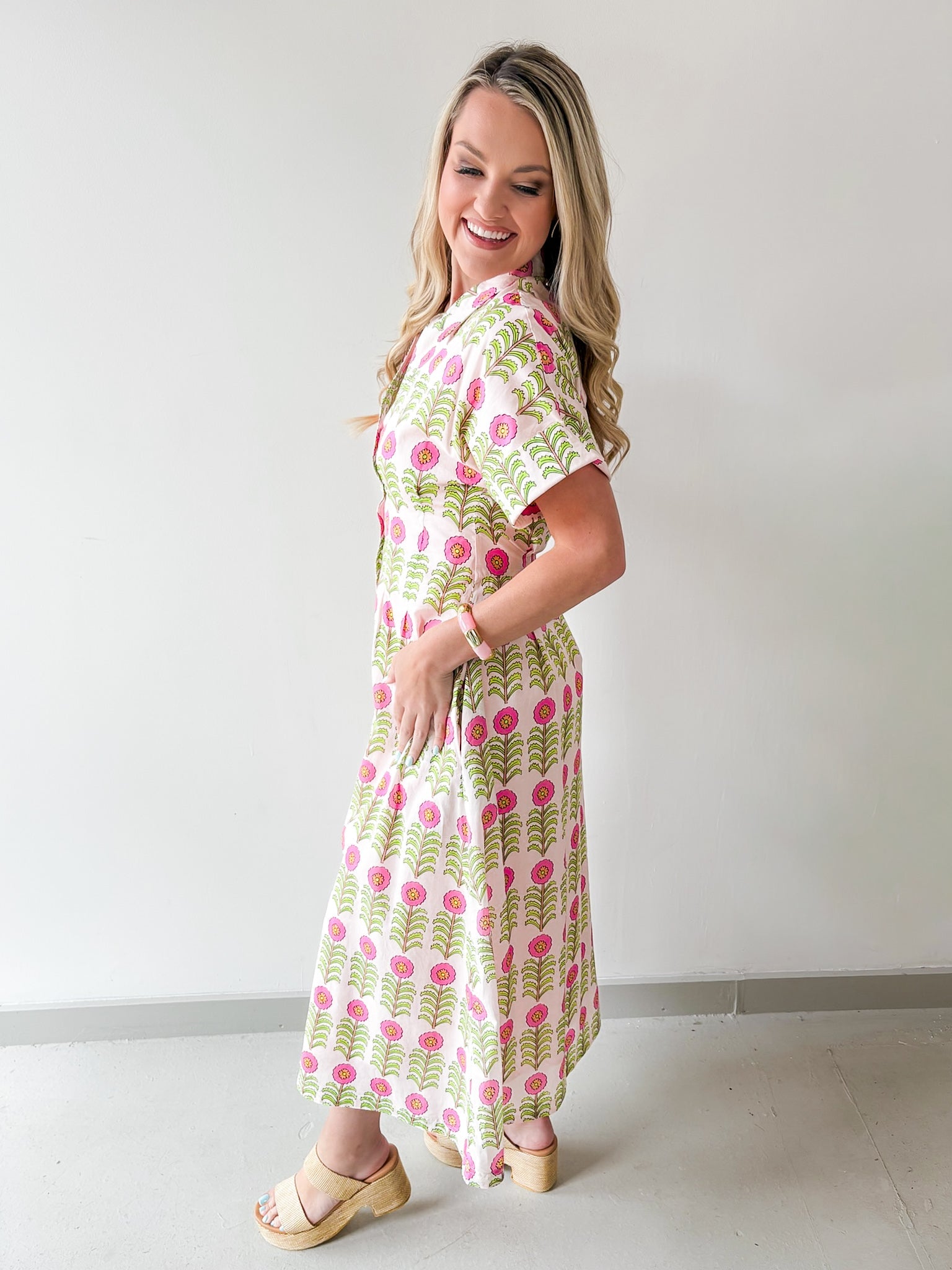Floral Print Button Down Dress