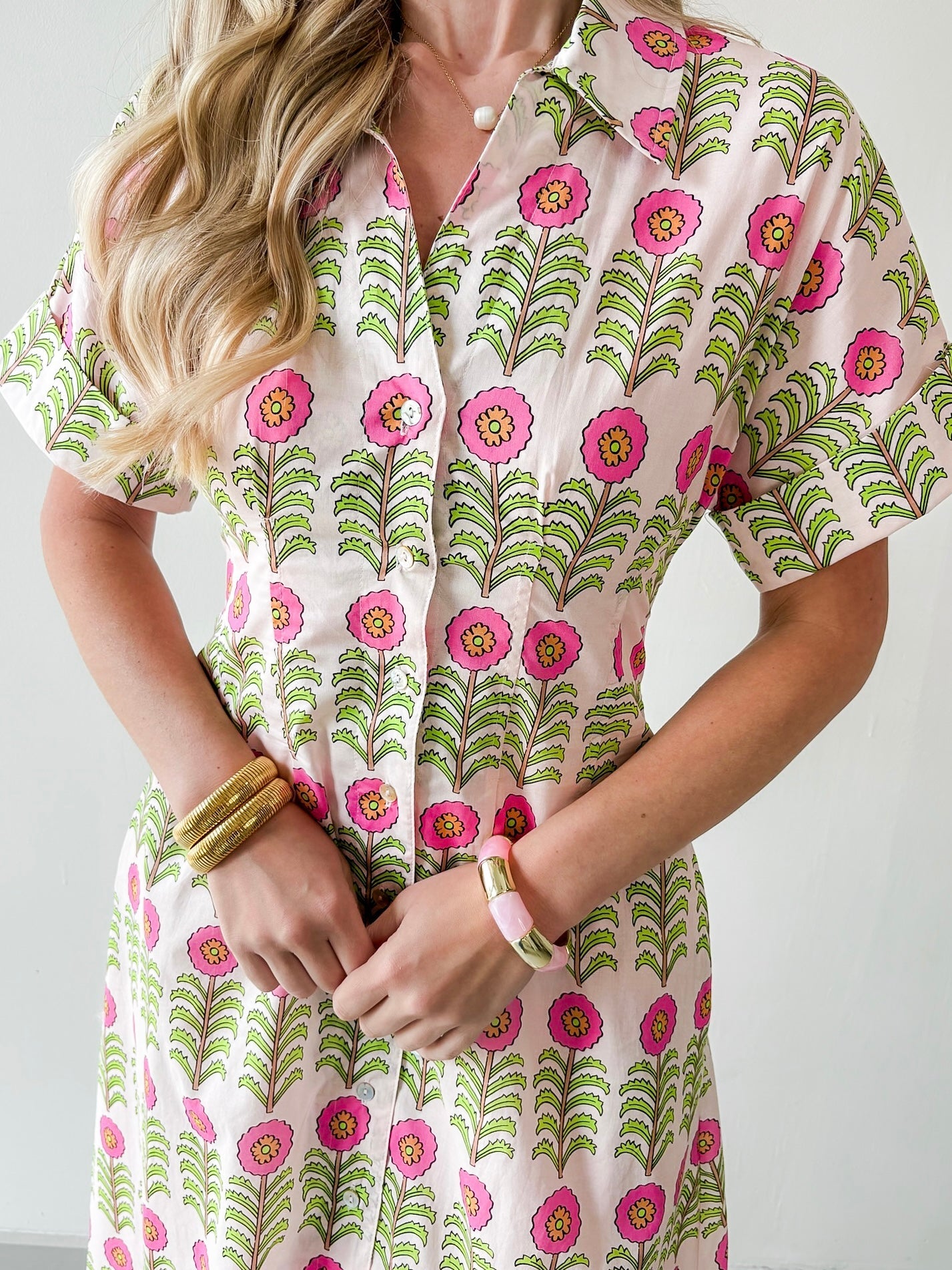 Floral Print Button Down Dress