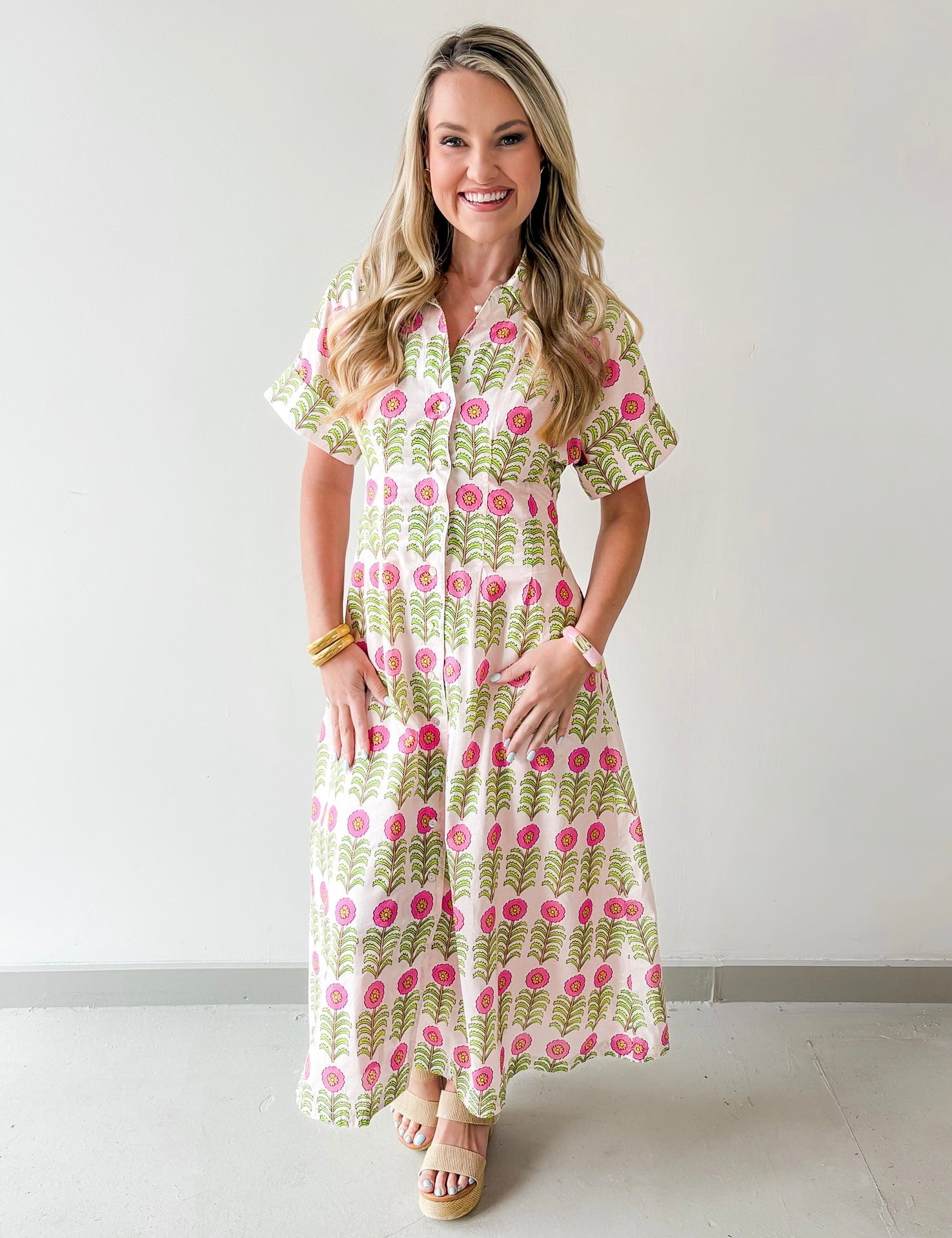 Floral Print Button Down Dress