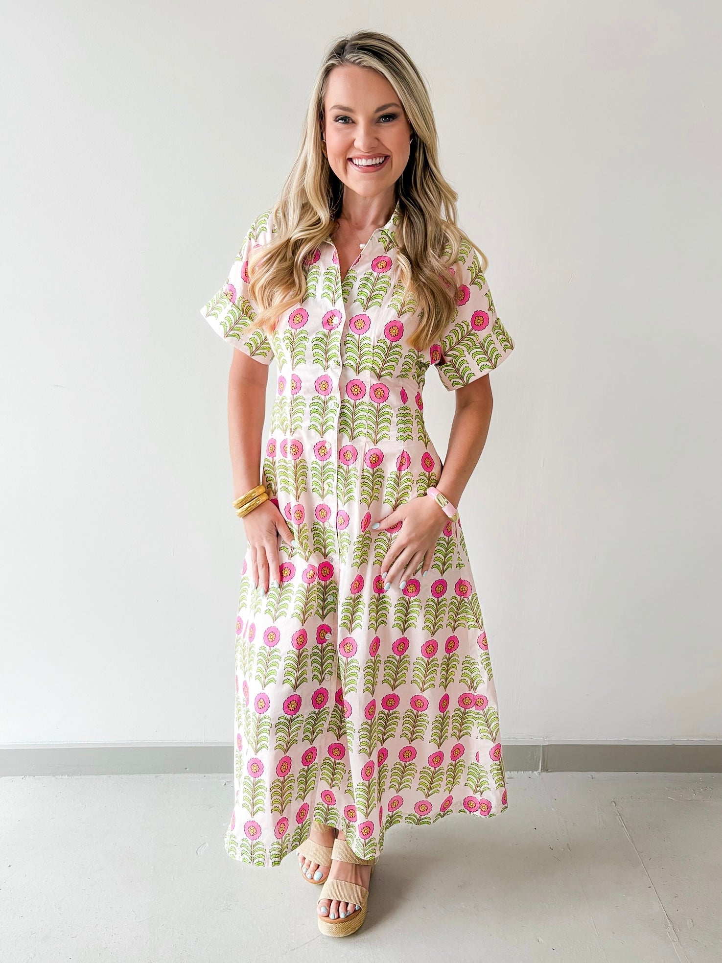 Floral Print Button Down Dress