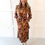 Floral Print Button Shirt Midi Dress