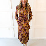 Floral Print Button Shirt Midi Dress