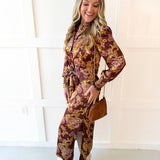 Floral Print Button Shirt Midi Dress