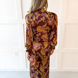 Floral Print Button Shirt Midi Dress