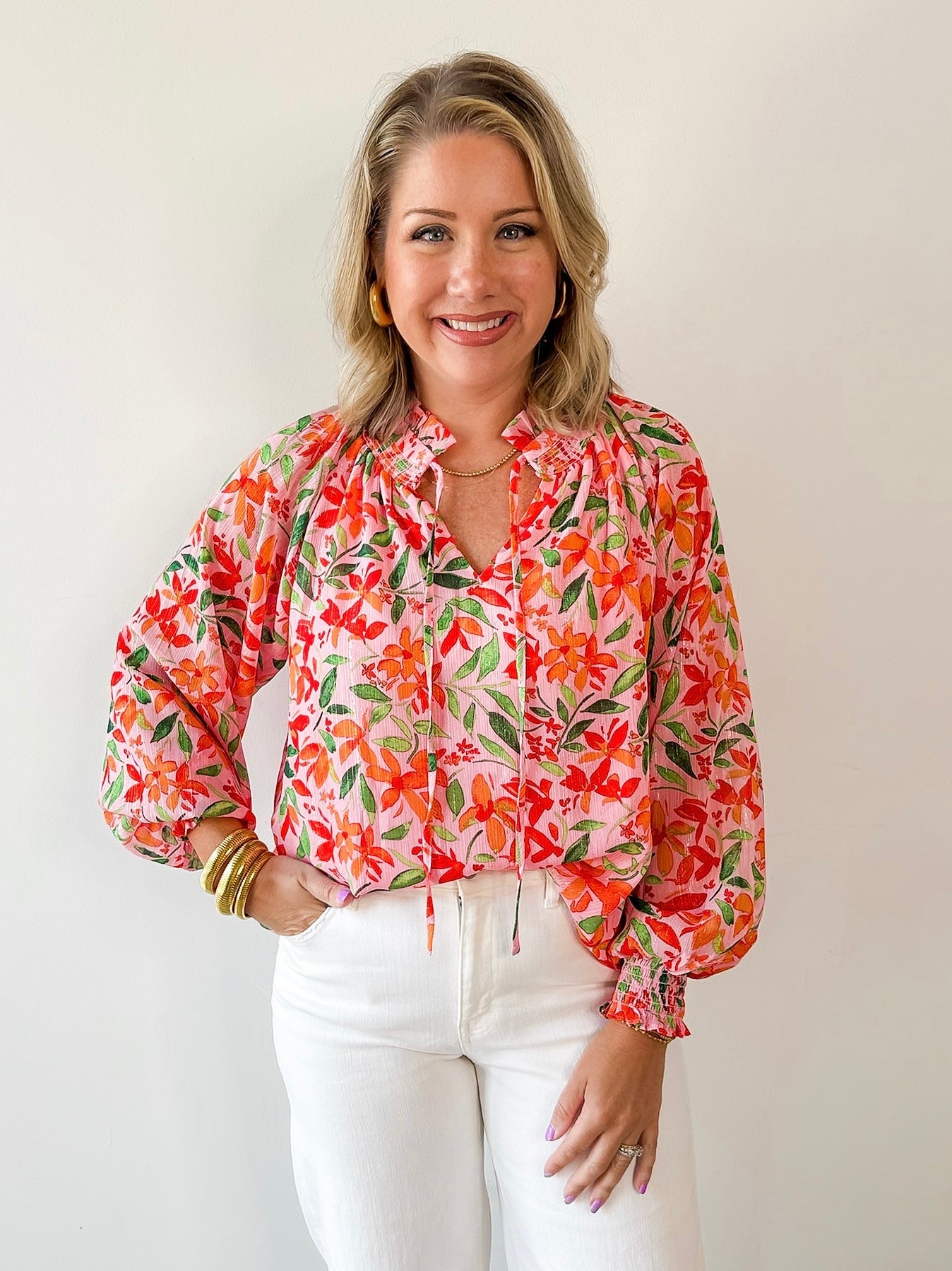 Floral Print Chiffon Top