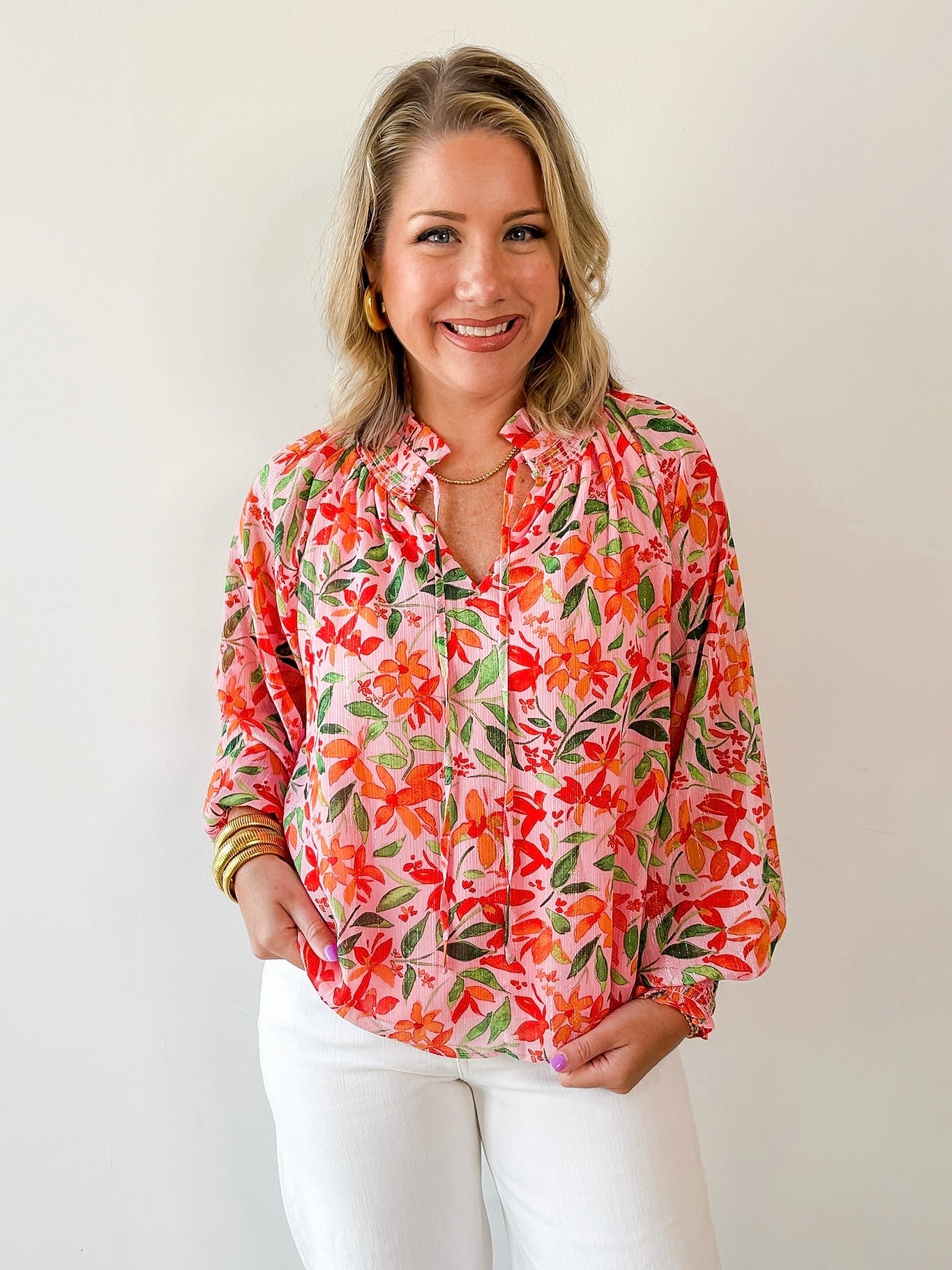 Floral Print Chiffon Top