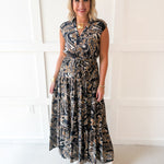 Floral Print Collared Maxi Dress