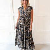 Floral Print Collared Maxi Dress