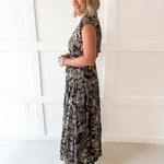 Floral Print Collared Maxi Dress