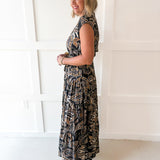 Floral Print Collared Maxi Dress